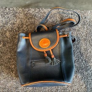 Vintage Blue Leather Backpack Purse